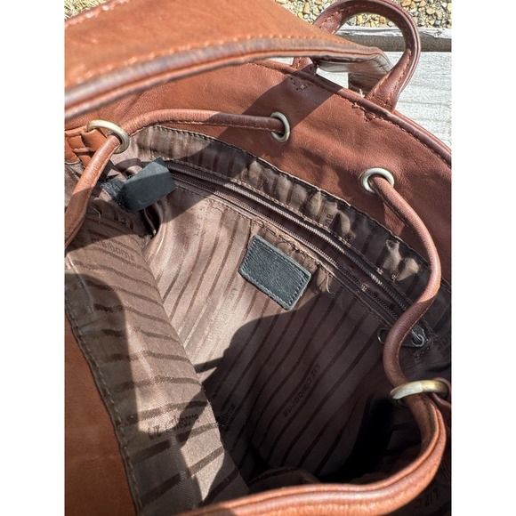 LIZ CLAIBORNE Shoulder Purse Satchel Tote Leather Bucket Bag Brown Rare - Picture 9 of 12